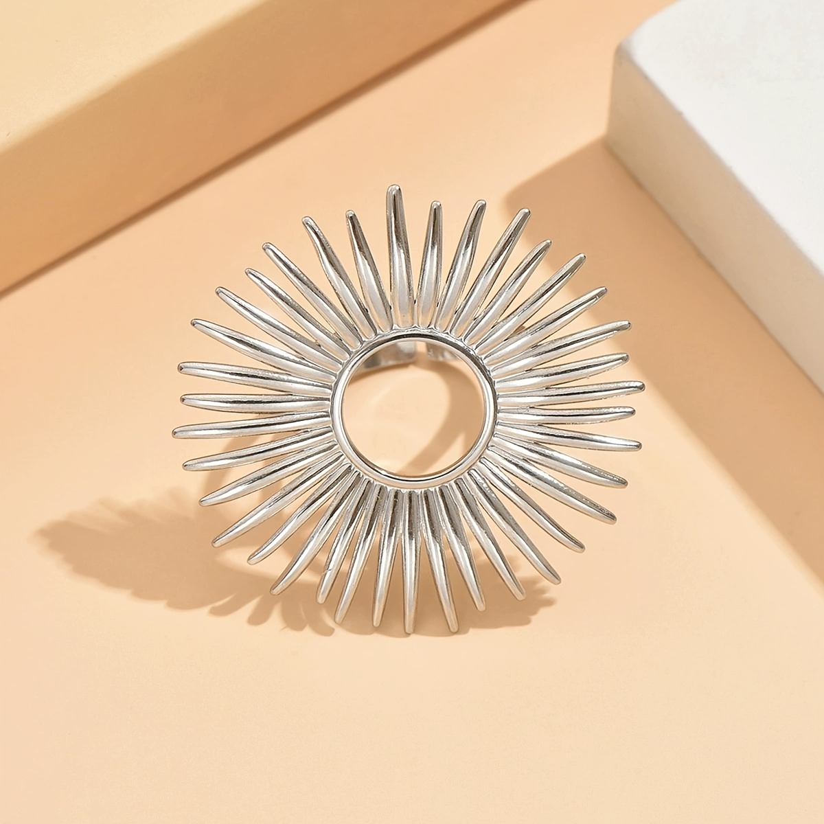 Stylish Minimalist Sunflower Stainless Steel Open Ring, Unisex Gift